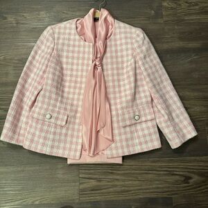 Kasper Pink Tweed Women's Jacket with Satin Scarf